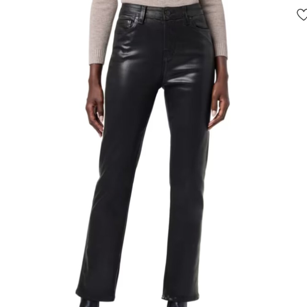 Hudson Nico Mid-Rise Straight Ankle Coated Black Cotton Women's Size 26 NWT